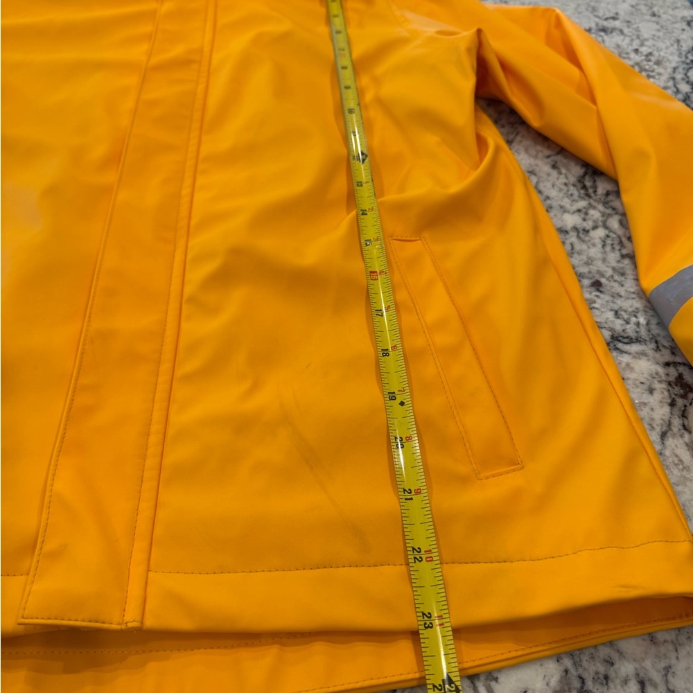 Cat & Jack Yellow Hooded Rain Jacket Kids Large 10/12 Waterproof Reflective - Picture 7 of 9